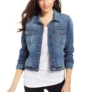Kut From The Kloth Blue Denim Jean Jacket Trendy Cover Outdoor Retro Western